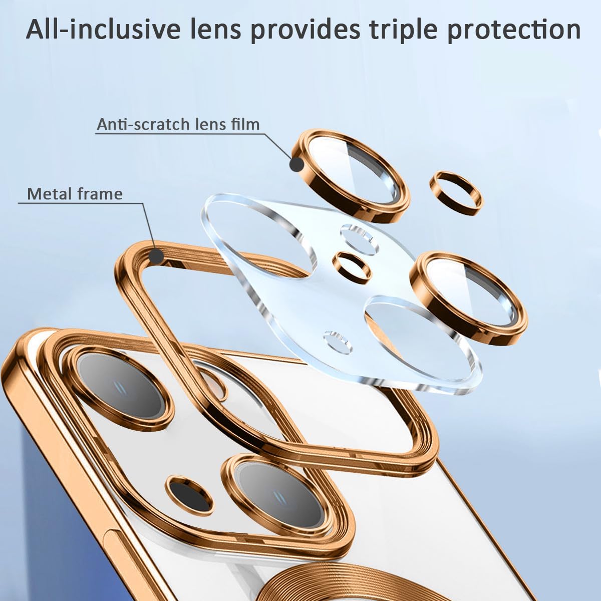 Funda transparente diseñada para iPhone 15 Plus, compatible con MagSafe, iPhone 15Plus, funda magnética con protector de lente de cámara, a prueba