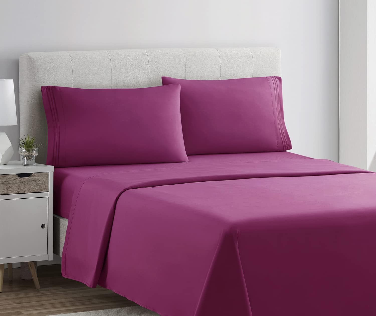 Clara Clark – Juego de sábanas de la serie 1800 Premier, 4 piezas, juego de cama, sábanas con mucha caída, resiste arrugas, la decoloración y las