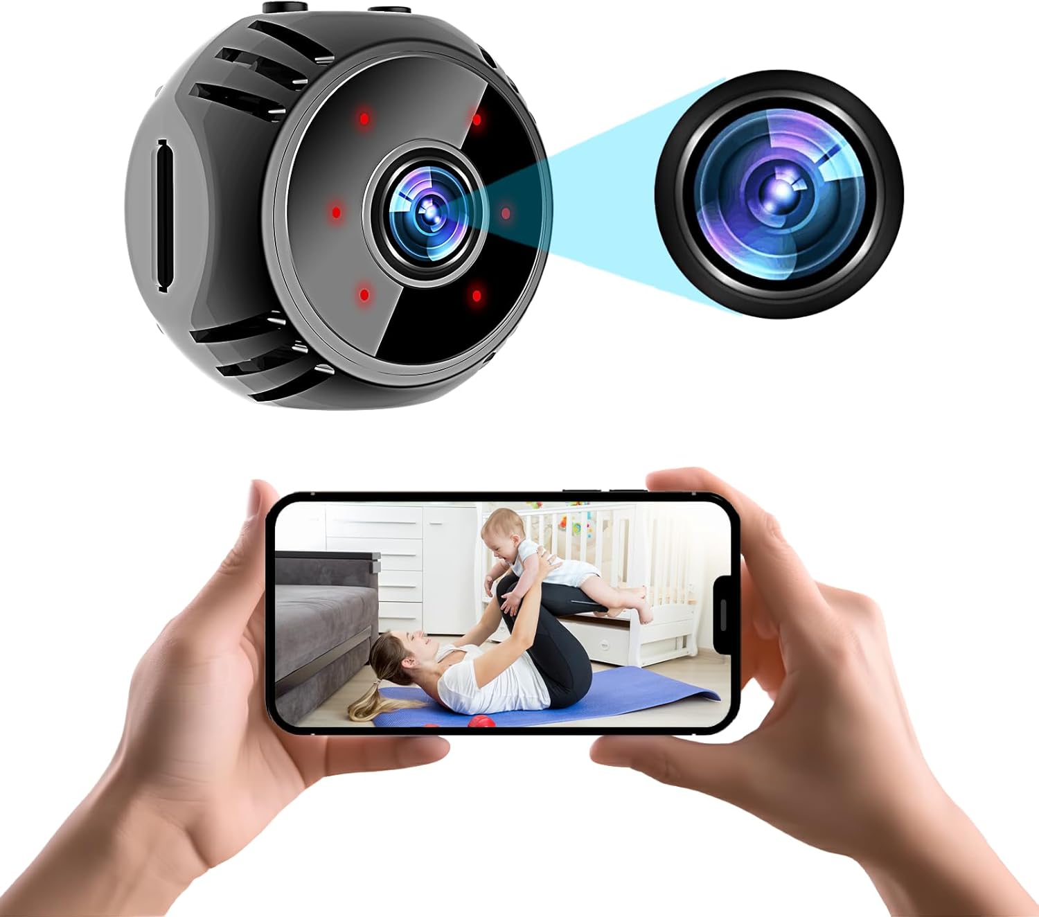 BZZCAM Mini cámara espía oculta WiFi cámara de vigilancia inalámbrica niñera cámara de seguridad para el hogar cámara interior 1080P pequeña