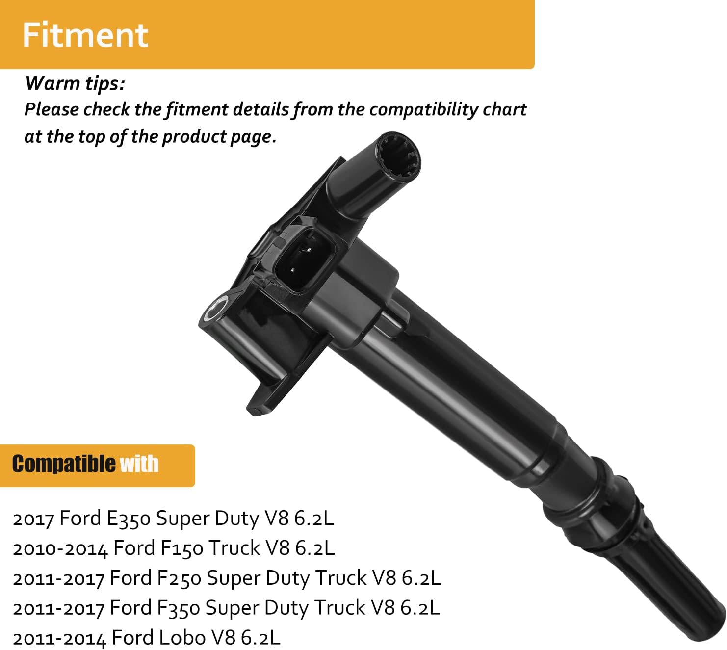 NPAUTO Paquete de bobinas de encendido compatible con 6.2 6.2L V8 Ford F250 F150 F350 Super Duty, Lobo 2010 2011 2012 2013 2014 2015 2016 2017,