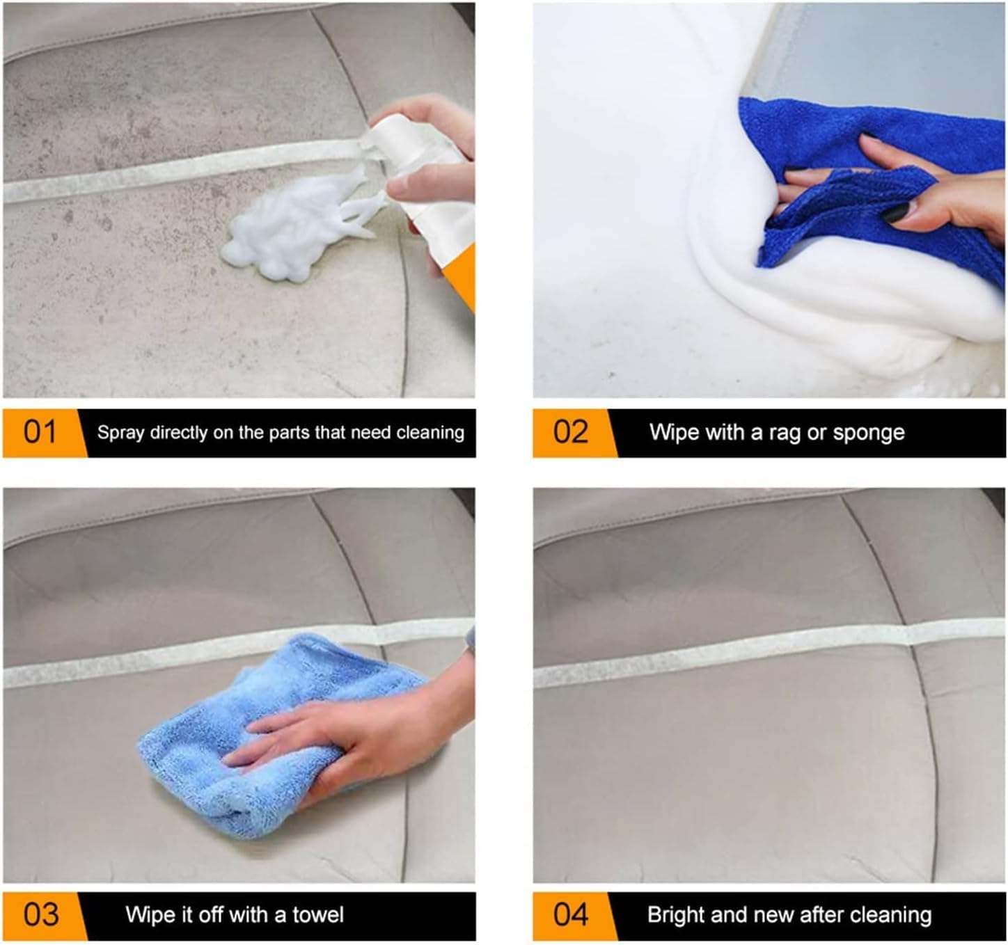 Amplesunshine Limpiador de espuma, limpiador multifuncional de espuma para automóvil, potente kit de eliminación de manchas, espuma limpiadora de