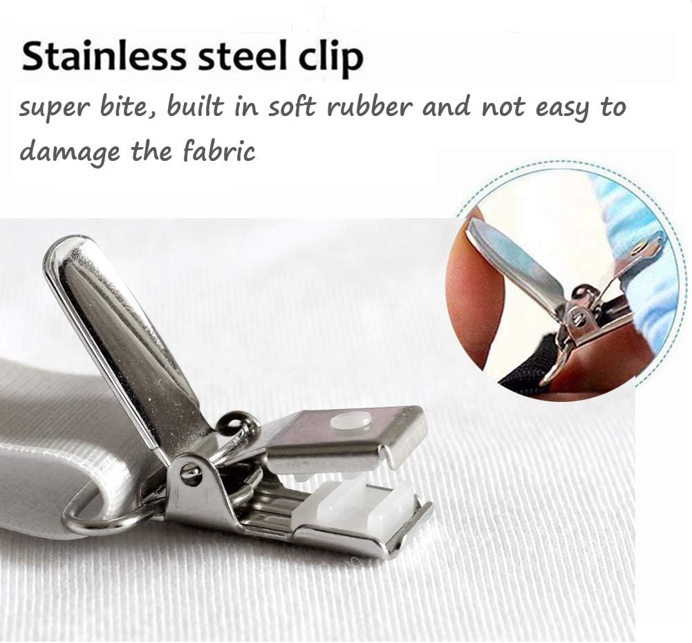 Ultrashang Sujetadores de correas de sábana Juego de 2 juegos de sábanas ajustables triangulares elásticas blancas con clips de sujeción para