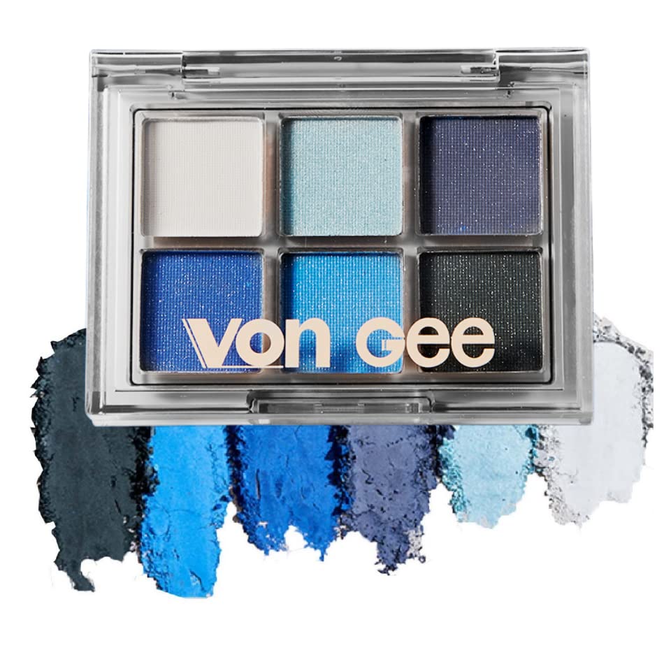 Paleta de sombras de ojos ahumadas, 6 colores fríos paleta de sombra de ojos con purpurina Klein Blue Black Paleta de sombra de ojos Maquillaje