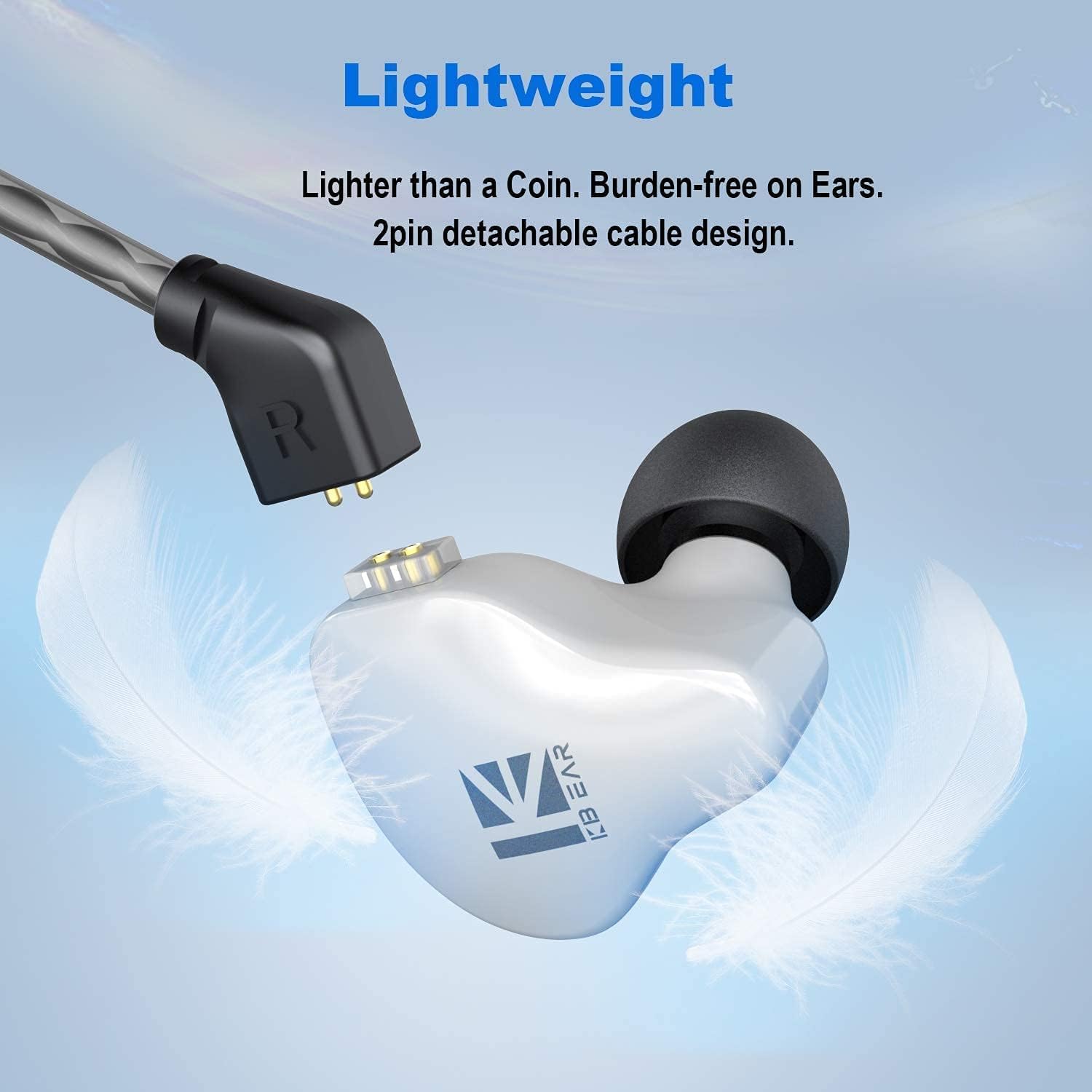 KBEAR KS1 – Auriculares intrauditivos estéreo con cable, auriculares intrauditivos dinámicos de doble circuito magnético, cable desmontable con