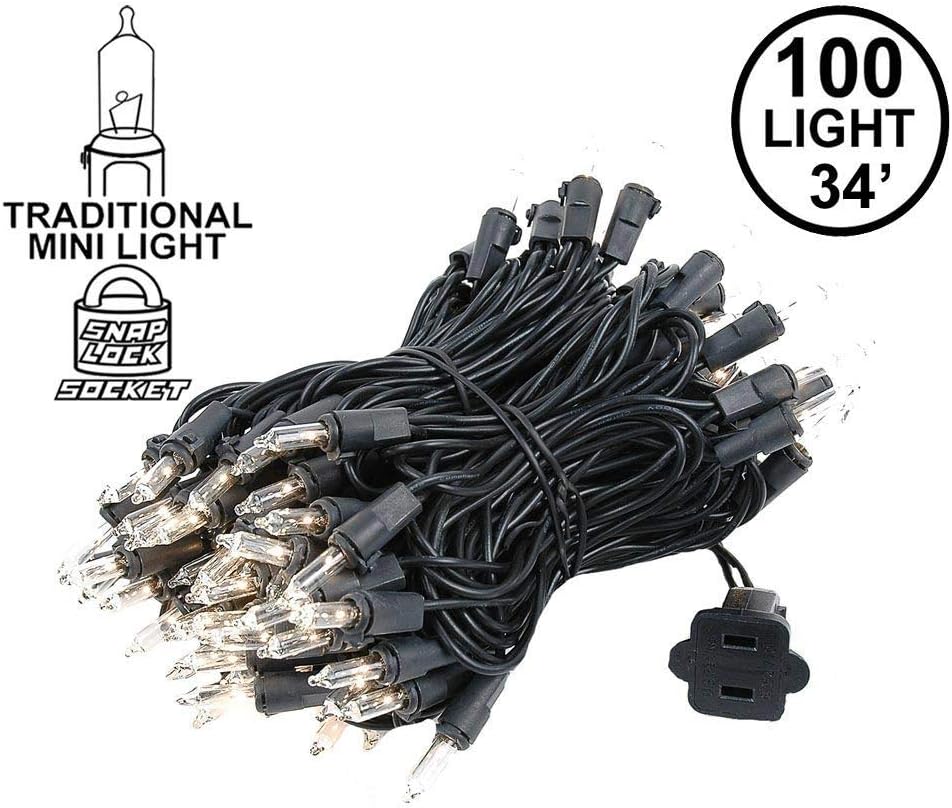 Novelty Lights set de 100 luces navideñas transparentes de 34 pies de largo.