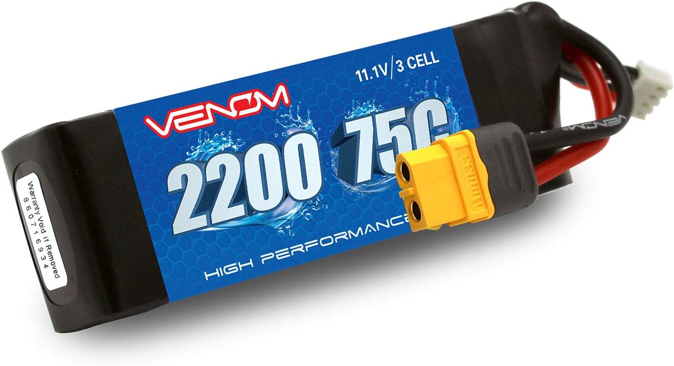 Venom Power Marine Series 75C 3S 2200mAh 11.1V LiPo RC – 14 AWG suave y flexible cable de silicona de baja resistencia – Baterías de barco RC con