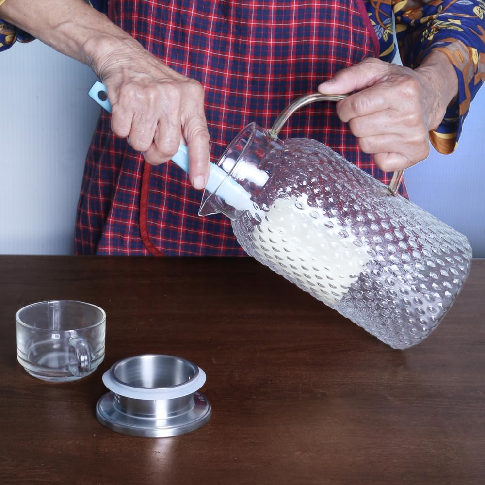 Jarra de vidrio de 102 onzas, jarra de bebidas de jugo de 3 L, olla de vidrio de gran capacidad adecuada para familias grandes y fiestas pequeñas