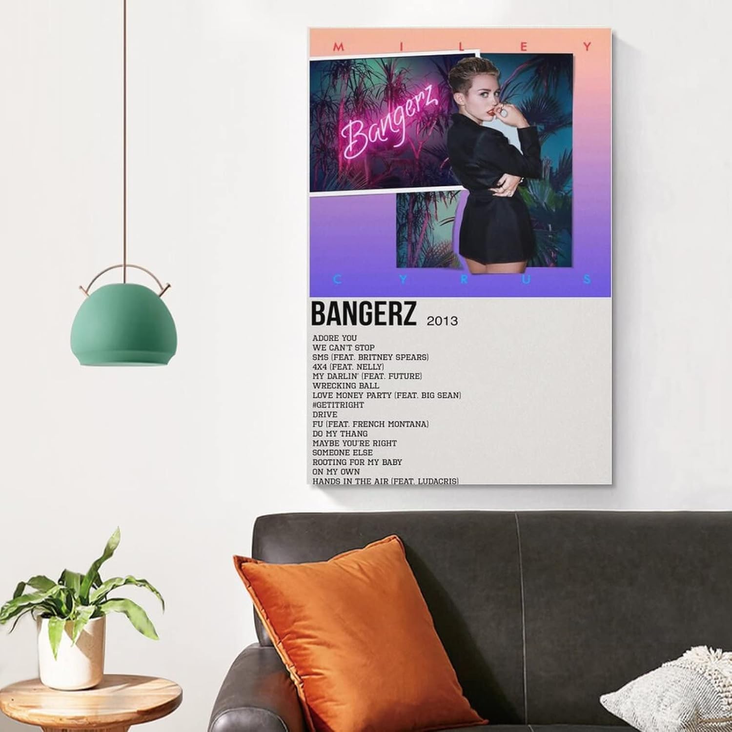 Miley Cyrus BANGERZ 2013 – Póster de lienzo decorativo para pared, sala de estar, dormitorio, decoración, regalo, sin marco, estilo 12 x 18 pulgadas