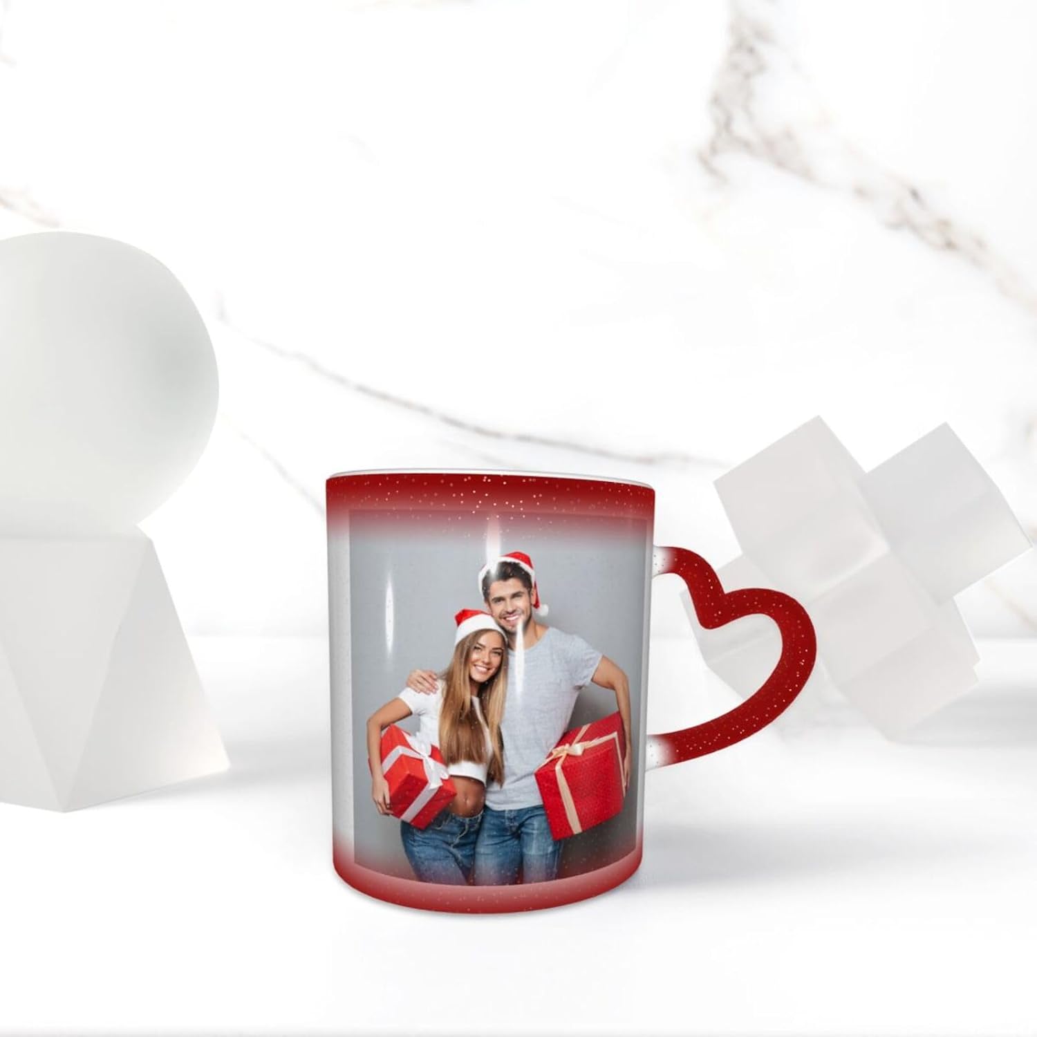 Taza mágica personalizada, taza de café con foto personalizada que cambia de color, con mango en forma de corazón, taza de cerámica, regalo para