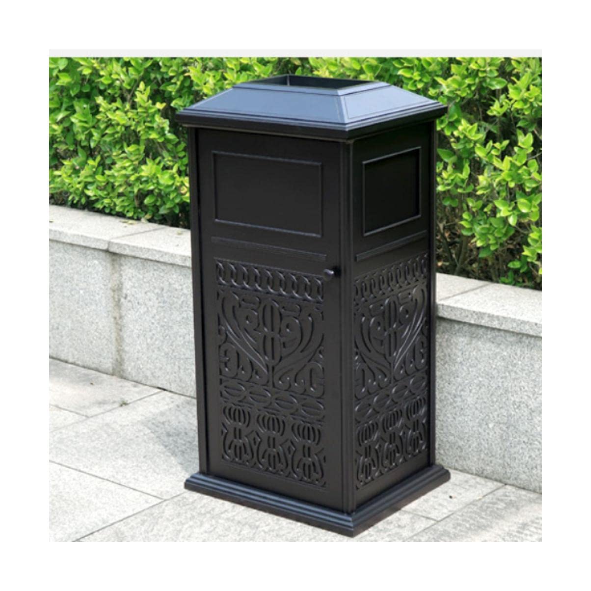 TISTIK Bote de basura de aluminio fundido al aire libre con cenicero de gran capacidad, adecuado para interiores, oficina, hotel, centro comercial,