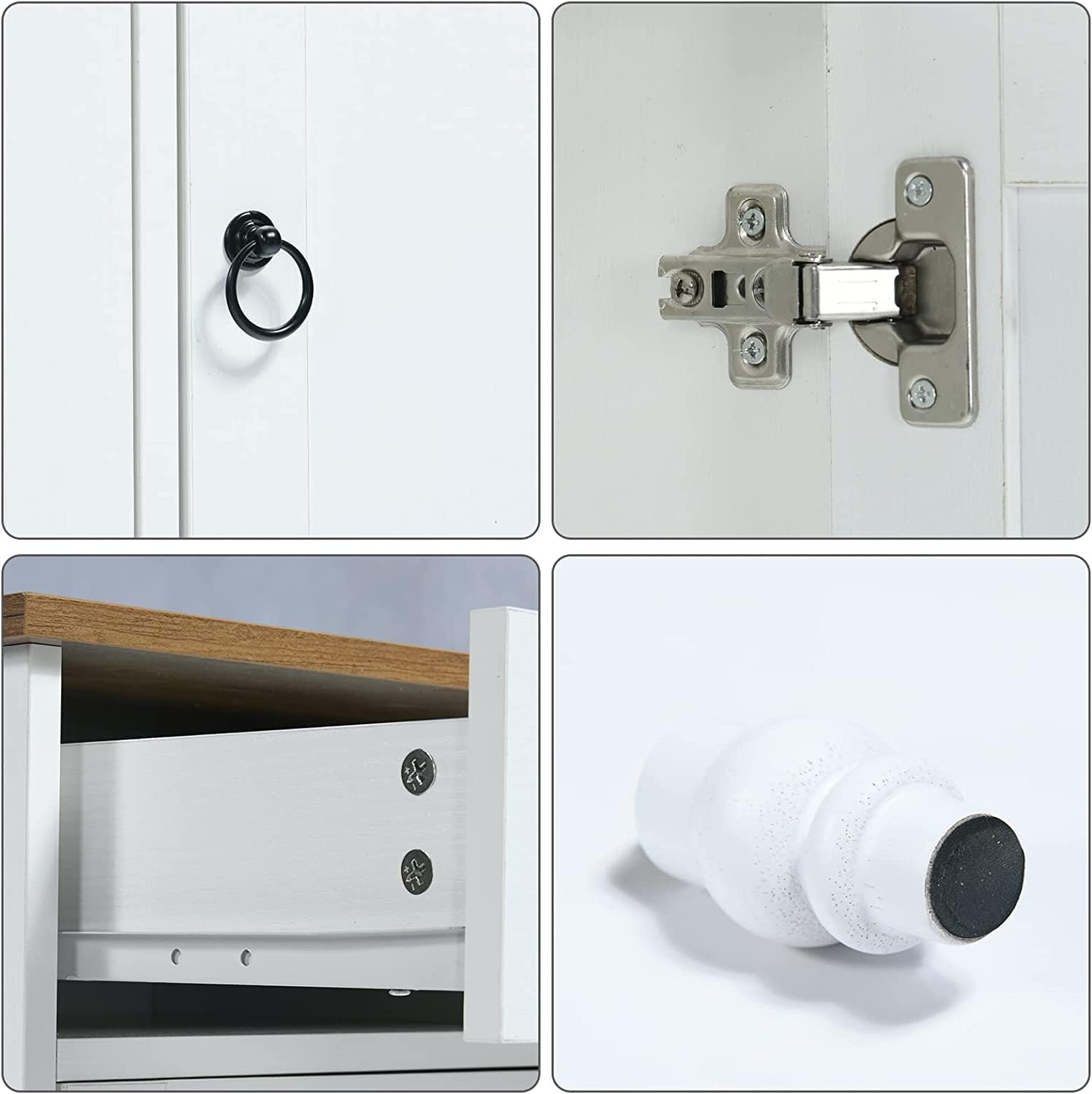 Armario de buffet blanco con almacenamiento, gabinete de cocina de 47 pulgadas con puertas de granero, armario de almacenamiento aparador con