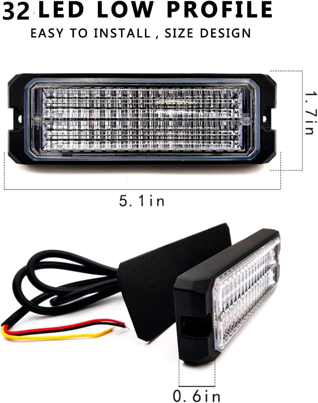 Advertencia de emergencia de peligro, 30 LED, 32 vatios, mini barra de luz de alta intensidad IP66 impermeable (ámbar, interruptor y control remoto)