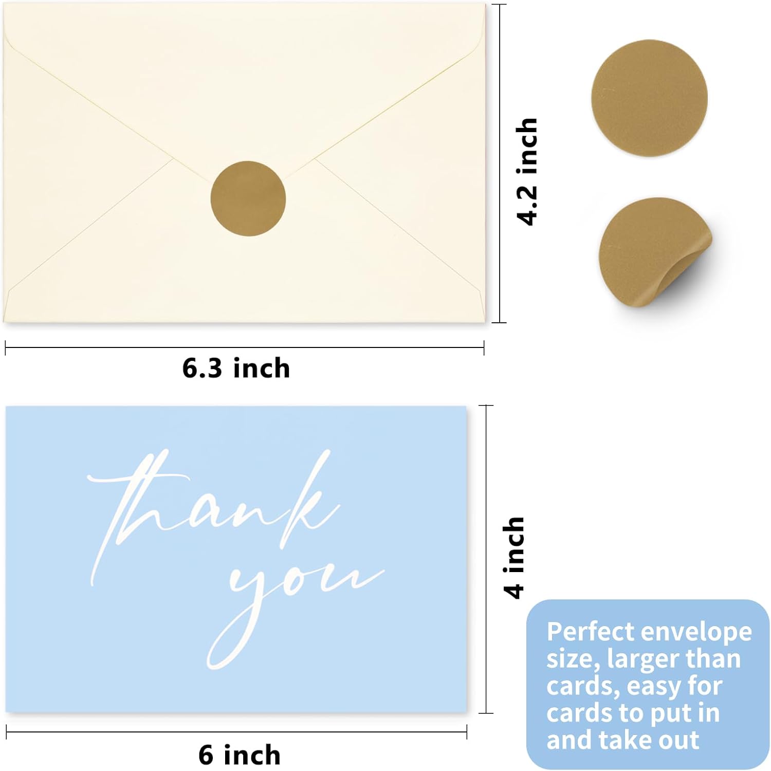 AZAZA Tarjetas de agradecimiento para baby shower, tarjetas de agradecimiento para niños con sobres, tarjetas de agradecimiento de 4 x 6 pulgadas