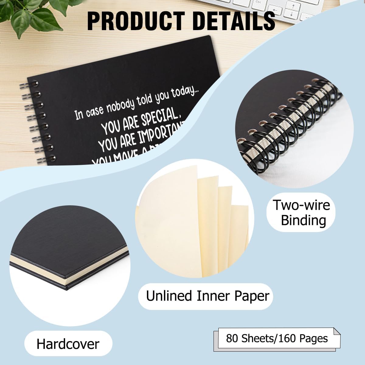 Cuadernos en espiral en blanco de tapa dura de 160 páginas, regalo inspirador para amigos, compañeros de trabajo, regalo de agradecimiento para