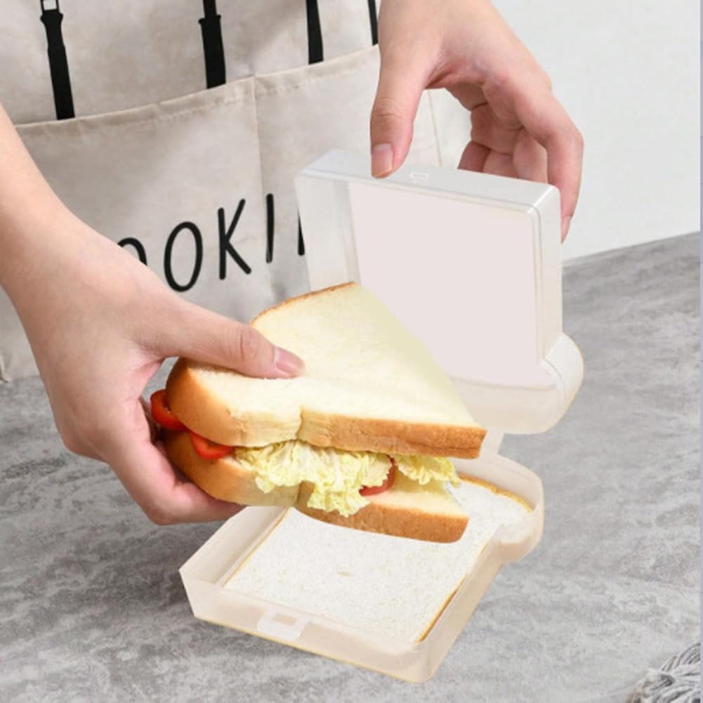 mollensiuer 2 cajas de sándwich en forma de tostada, soporte de sándwich de plástico, recipientes de almacenamiento de alimentos con tapa, lonchera