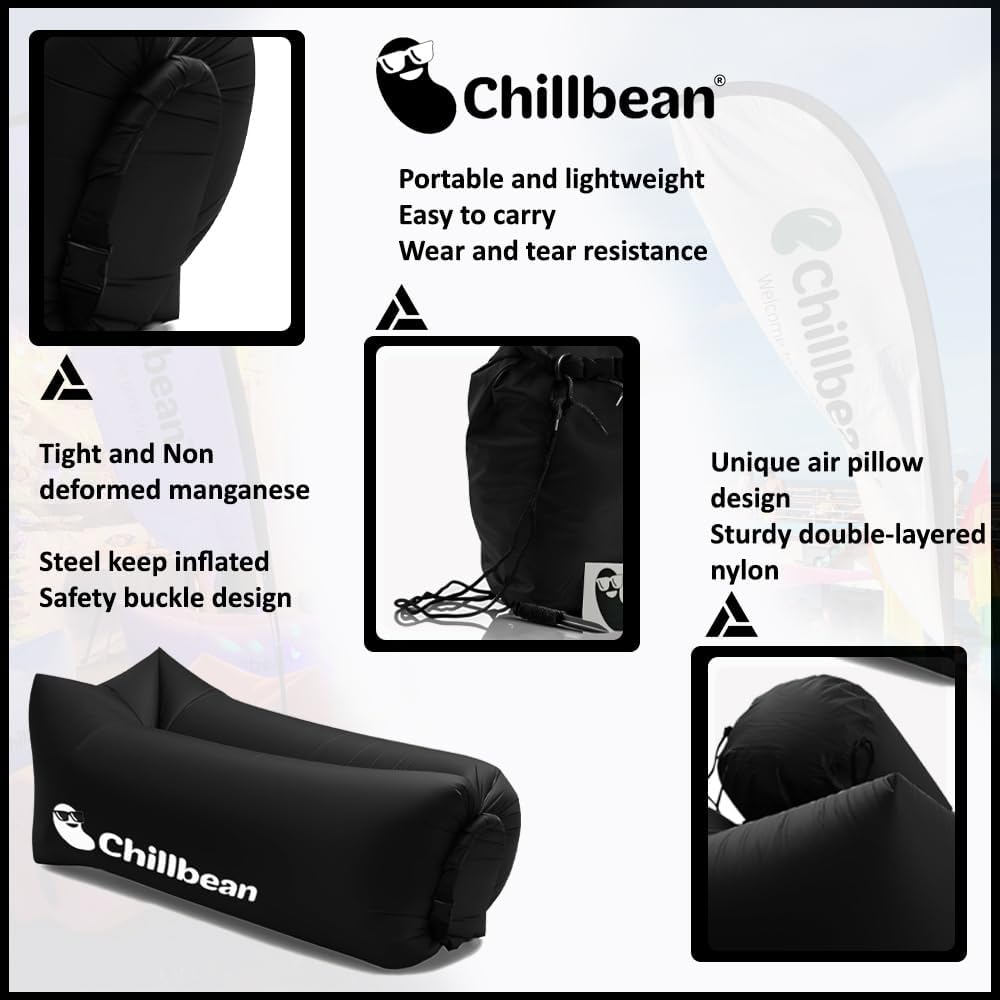 Tumbona inflable, tumbona inflable con almohada, sofá inflable de playa, sofá de nailon de una sola capa antifugas para acampar al aire libre,