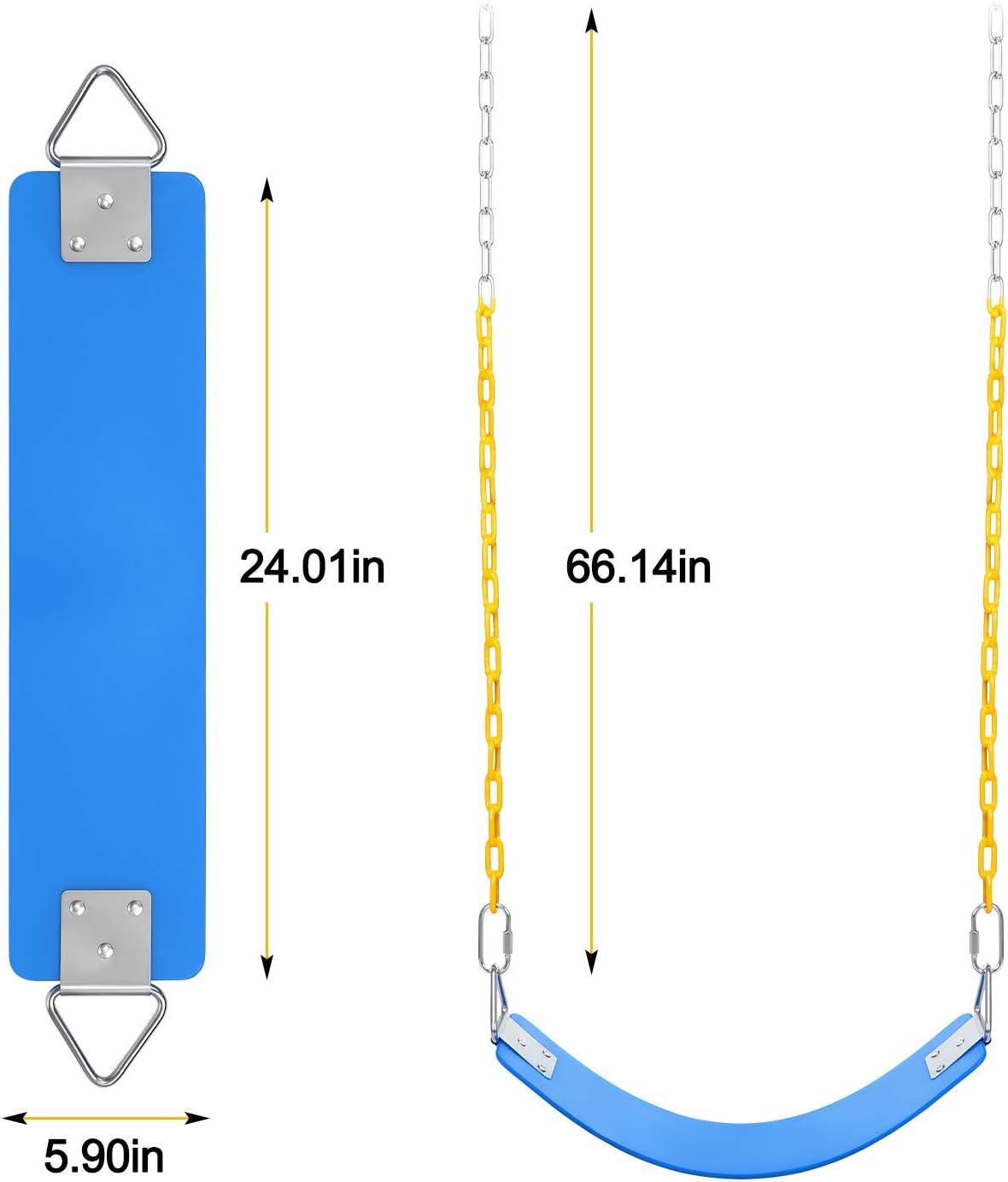 AGPTEK – Juego de columpio, asiento de columpio con cadenas antioxidantes de 66 pulgadas con revestimiento termoplástico, soporta 250 libras,