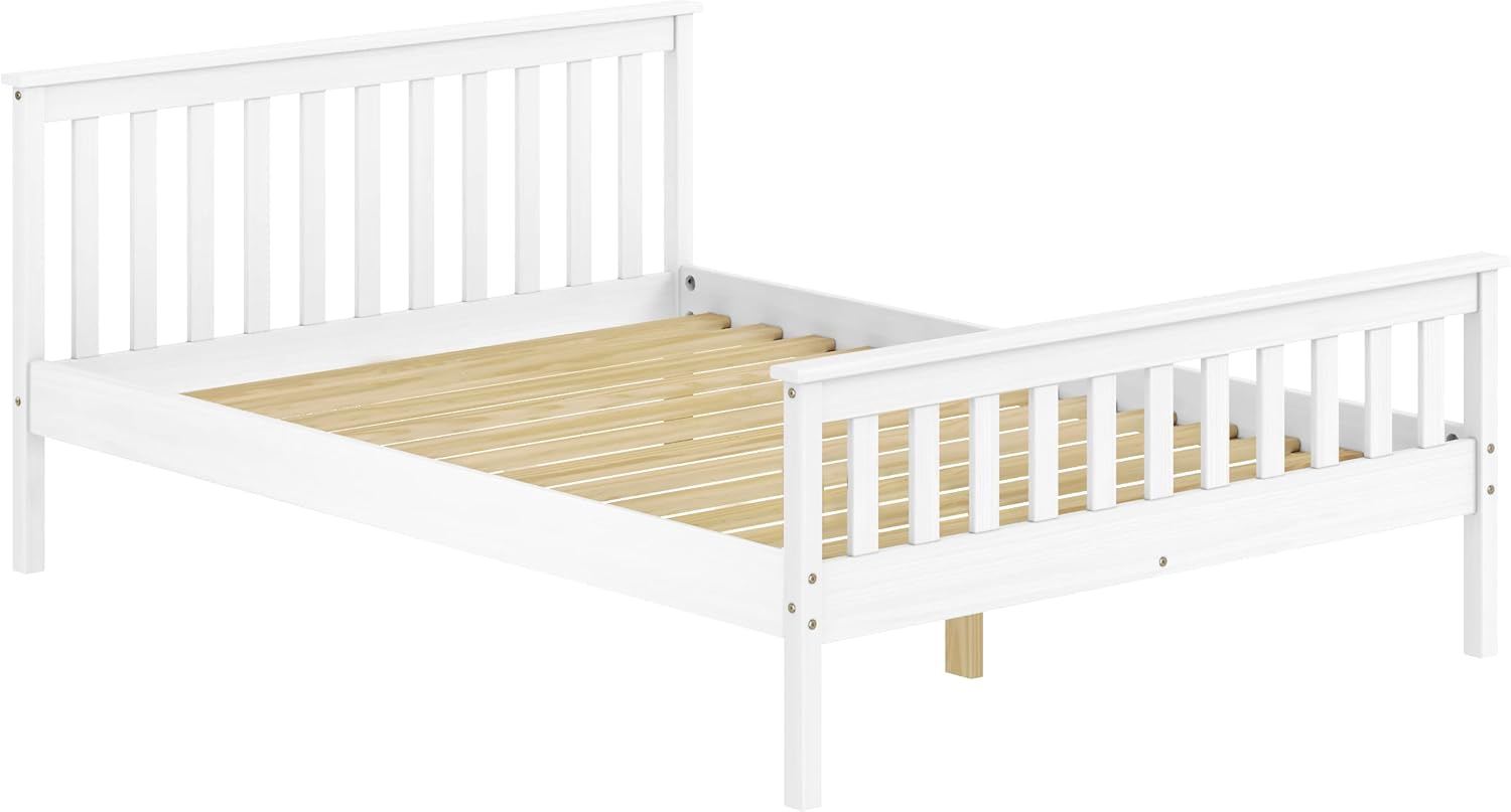 Classic Shaker Style Farmhouse – Cama de plataforma de pino macizo rústica, base de madera maciza con soporte de listones de madera, no necesita