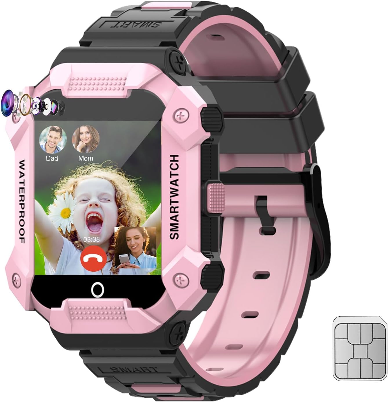 Wonlex 4G Kids Smartwatch with SIM Card, GPS Smart Watch for Children, 1.4″ Touch Screen Phone Watch for Boys Girls with Video Calls, Voice Chat,