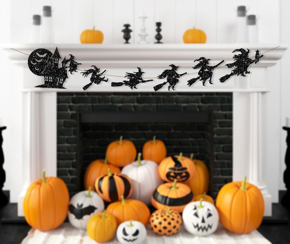Decoraciones de Halloween, guirnalda de bruja sin bricolaje para suministros de fiesta de Halloween, decoración colgante de manto de Halloween para
