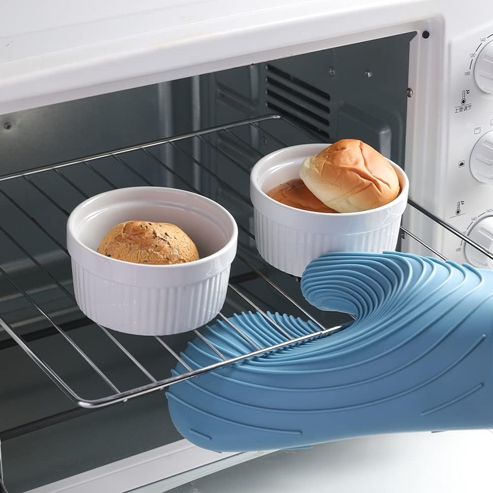 Sweejar Ceramics – Platos de soufflé, ramequines, 8 onzas para hornear, pudín, crema brulee, soufflé, juego de 6 unidades (blanco)