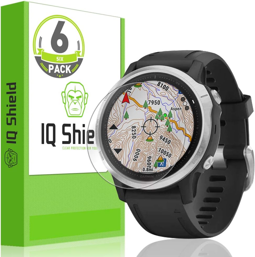 IQShield Protector de pantalla compatible con Garmin Fenix 6S  Fenix 6S ProFenix 6S SapphireFenix 6S Pro Solar (paquete de 6) película de TPU