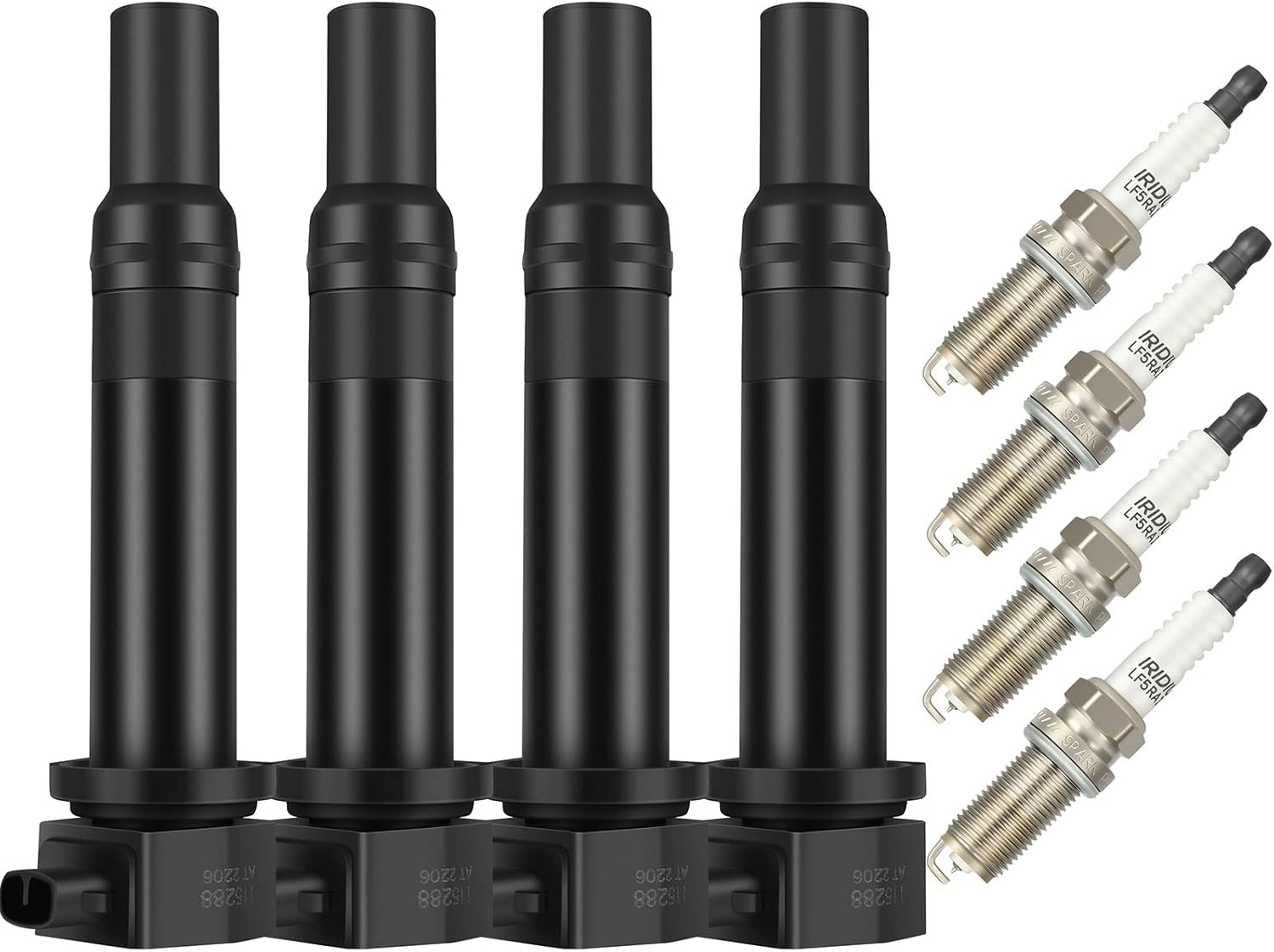 OCPTY Bobinas de encendido Paquete de bobinas de iridio bujías para C1543 UF499 5C1586 1.6L 2006 2007 2008 2009 2010 2011 para Hyundai Accent para