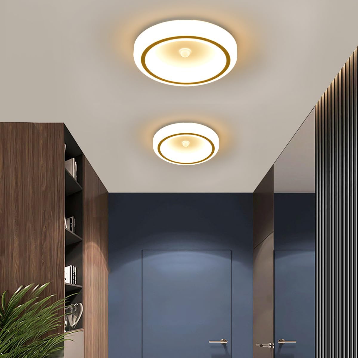 Luces de techo LED delgadas de 9.5 pulgadas, montaje empotrado, temperatura de color 6000 K, lámpara de techo LED de 16 W con inducción PIR para