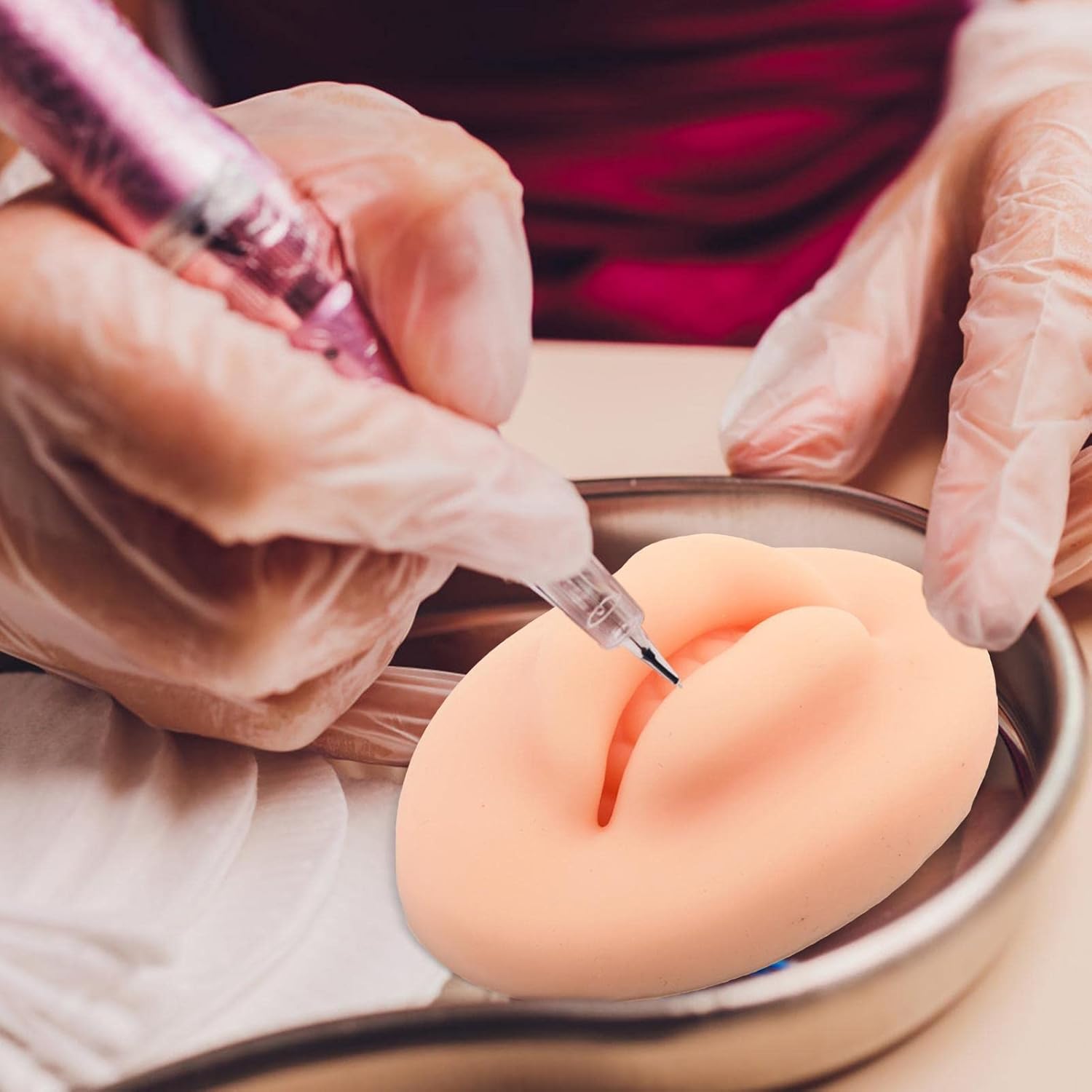 Modelo de labios de silicona, modelo de boca de silicona suave 3D, piel de práctica de silicona flexible, modelo de labios falsos de silicona para