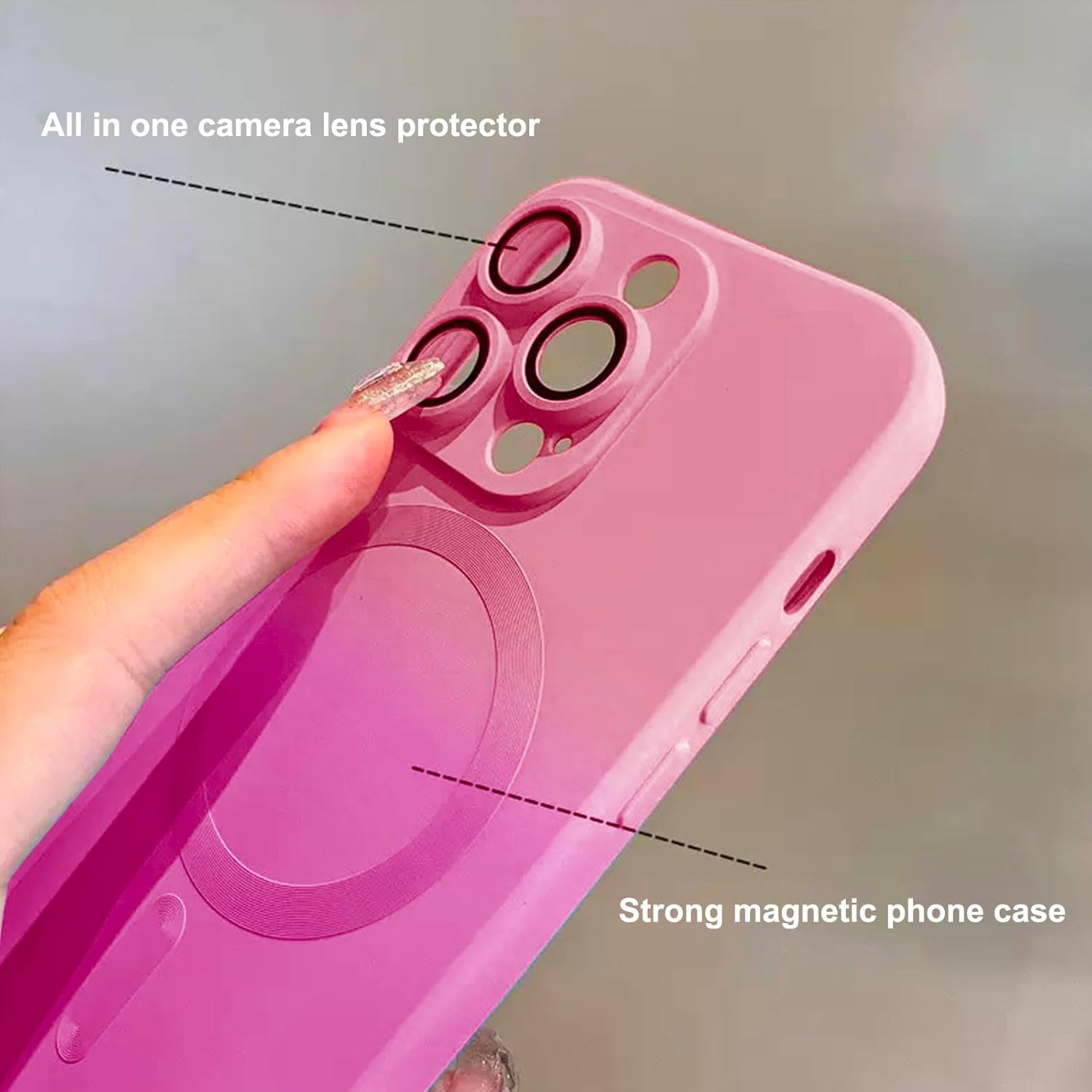 Jusy Funda para iPhone 12 Pro MaxCompatible con Magsafe, con protector de lente de cámara, funda magnética de silicona de color degradado, funda