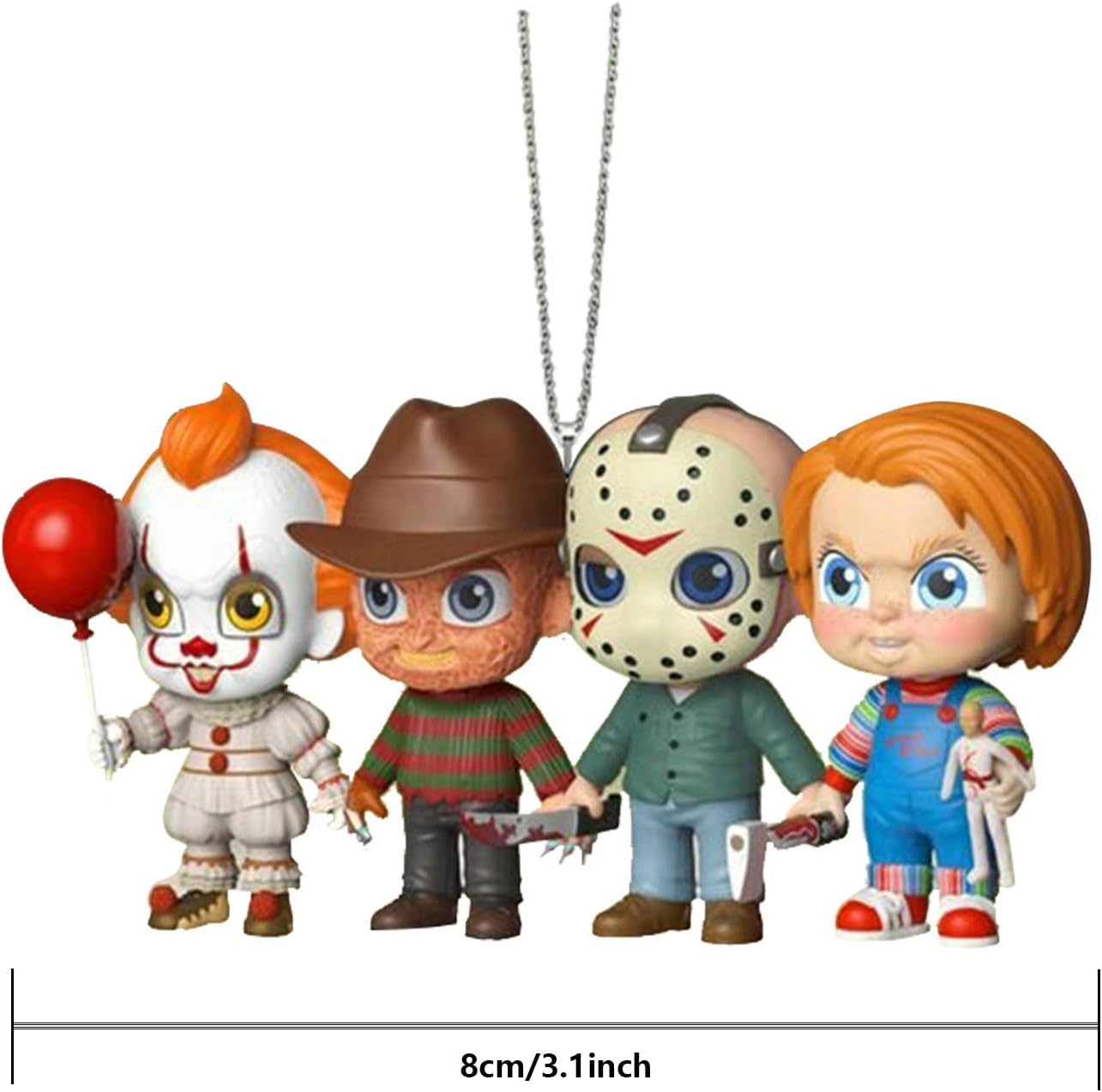 Adorno de villanos de terror para Halloween, adorno creativo de terror para automóvil, película de terror, espejo retrovisor, colgante de árbol de