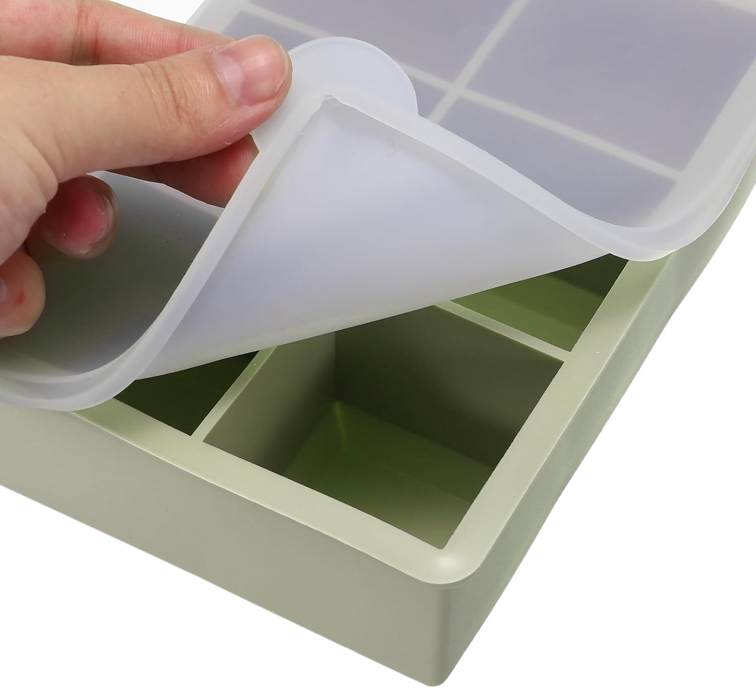 MECCANIXITY Molde para cubitos de hielo, bandeja de silicona para cubitos de hielo de 6 x 2 pulgadas con tapa para cóctel, jugo, bebida casera