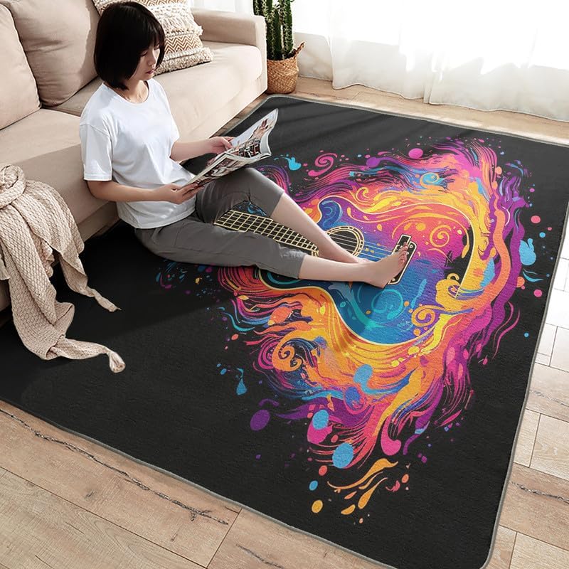 Alfombras lavables para entrada, sala de estar, dormitorio, alfombra de guitarra y decoración del hogar, alfombra de área musical de 2 x 3 pulgadas,