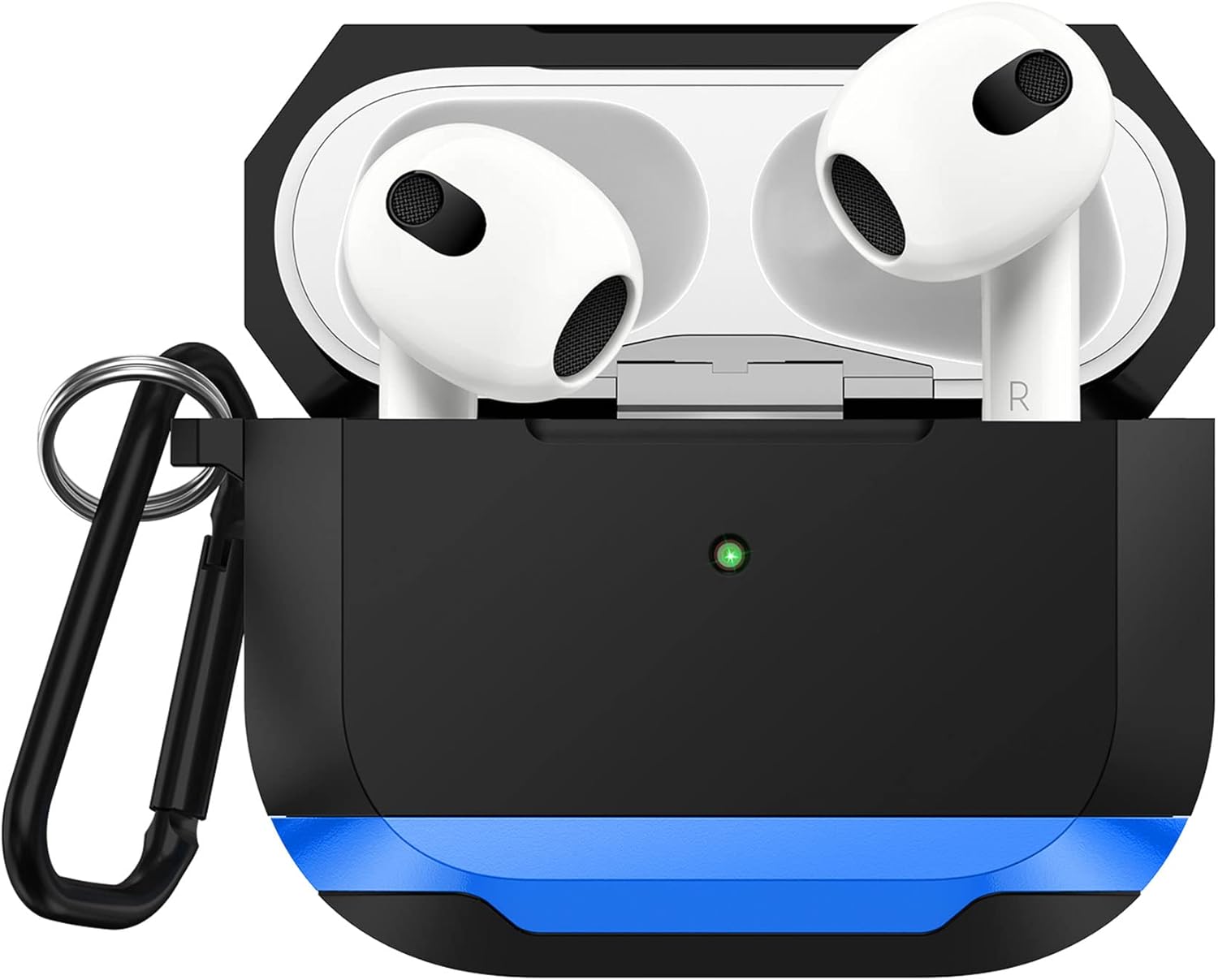 ULAK Funda compatible con AirPods 3, a prueba de golpes, diseño de cuerpo completo, funda protectora resistente con llavero para AirPods de 3