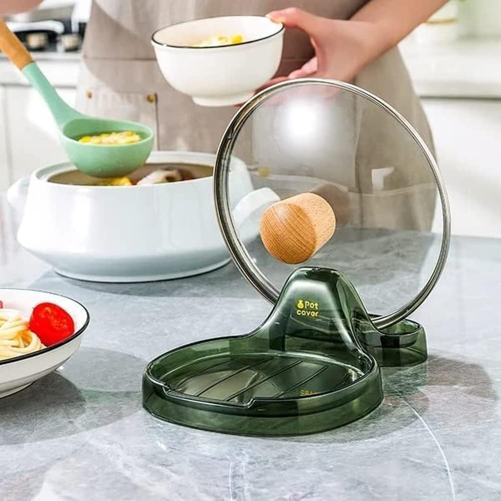 Espátula de cocina, soporte multifunción para espátulas de cocina, soporte para cucharas con soporte para tapa, soporte de cuchara de plástico de