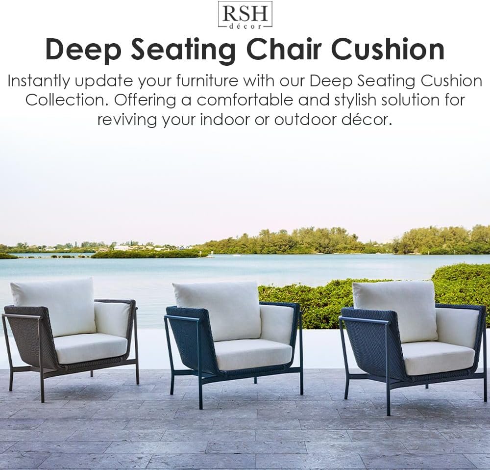 RSH Décor – Juego de cojines de espuma para asientos profundos para interiores y exteriores, asiento de 26 x 30 x 5 pulgadas y respaldo de 26 x 20 x