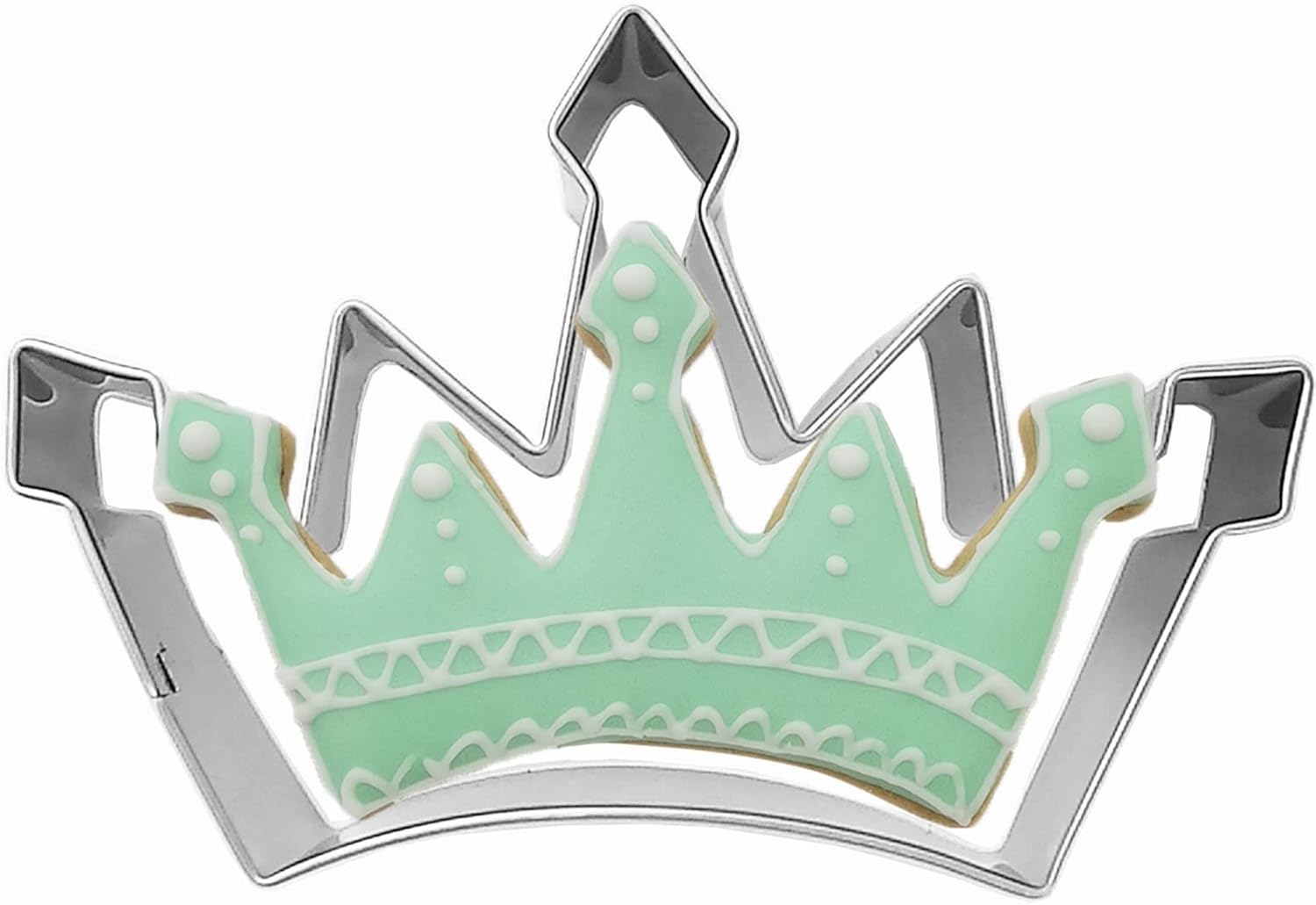 Cortador de galletas en forma de corona de gran tamaño, cortador de galletas de acero inoxidable para reinareypríncipeprincesa, 4.4 pulgadas (modelo