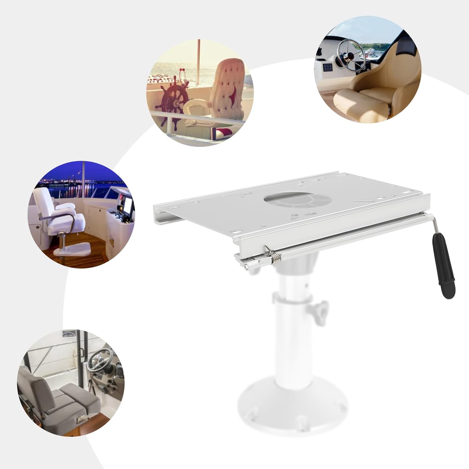 Soporte de montaje para asiento de barco, banco deslizante, placa deslizante para asiento de yate con asa, base de asiento de aluminio chapado