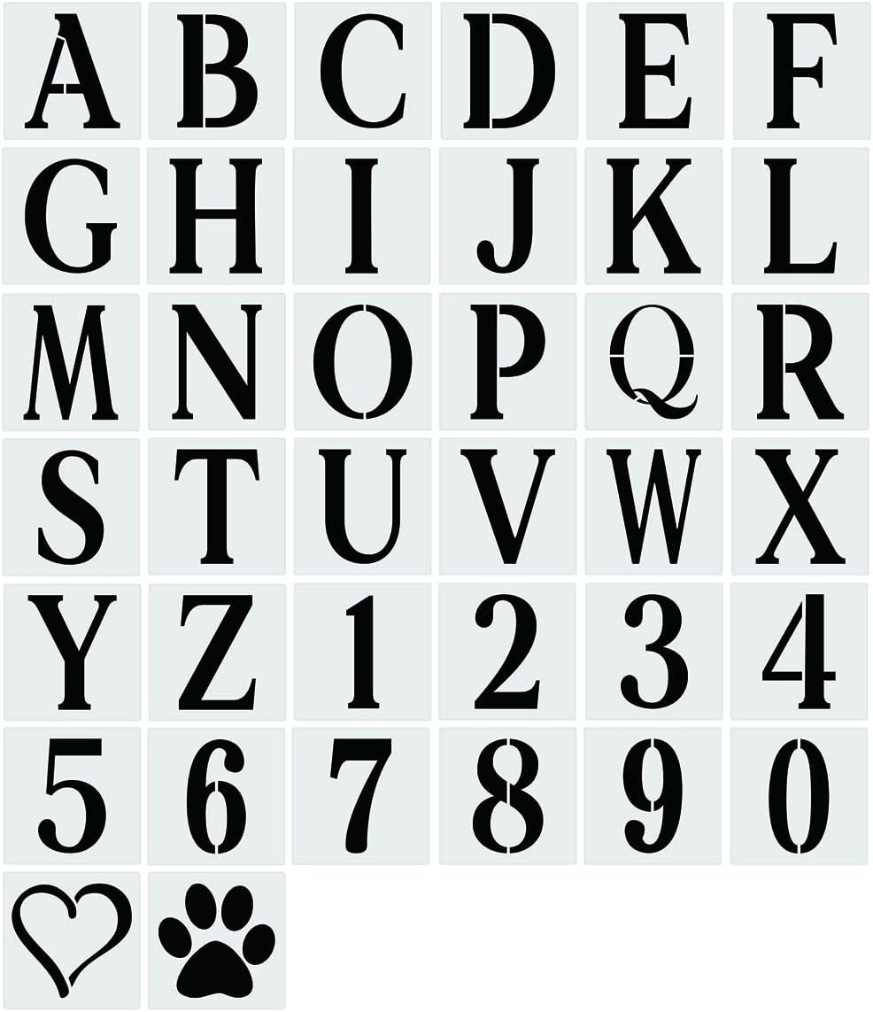 Plantillas de letras grandes para pintar sobre madera, plantillas de alfabeto de 7 pulgadas para letras de madera, plantillas de números duraderas