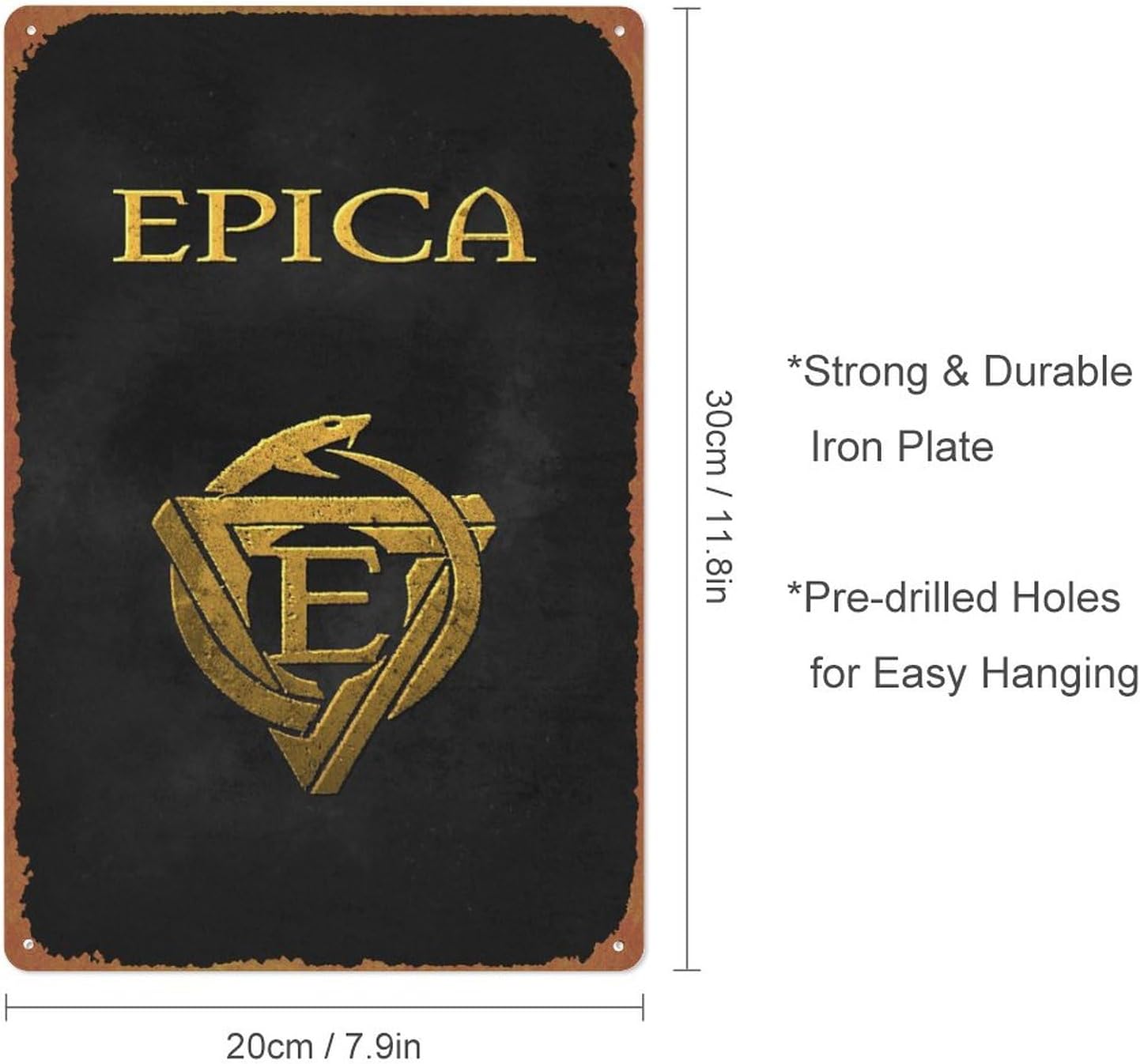 Epica – Póster con logotipo de banda de metal, bar, club, hombre, cueva, sala de estar, cocina, garaje, baño, hogar, decoración de pared, 8 x 12
