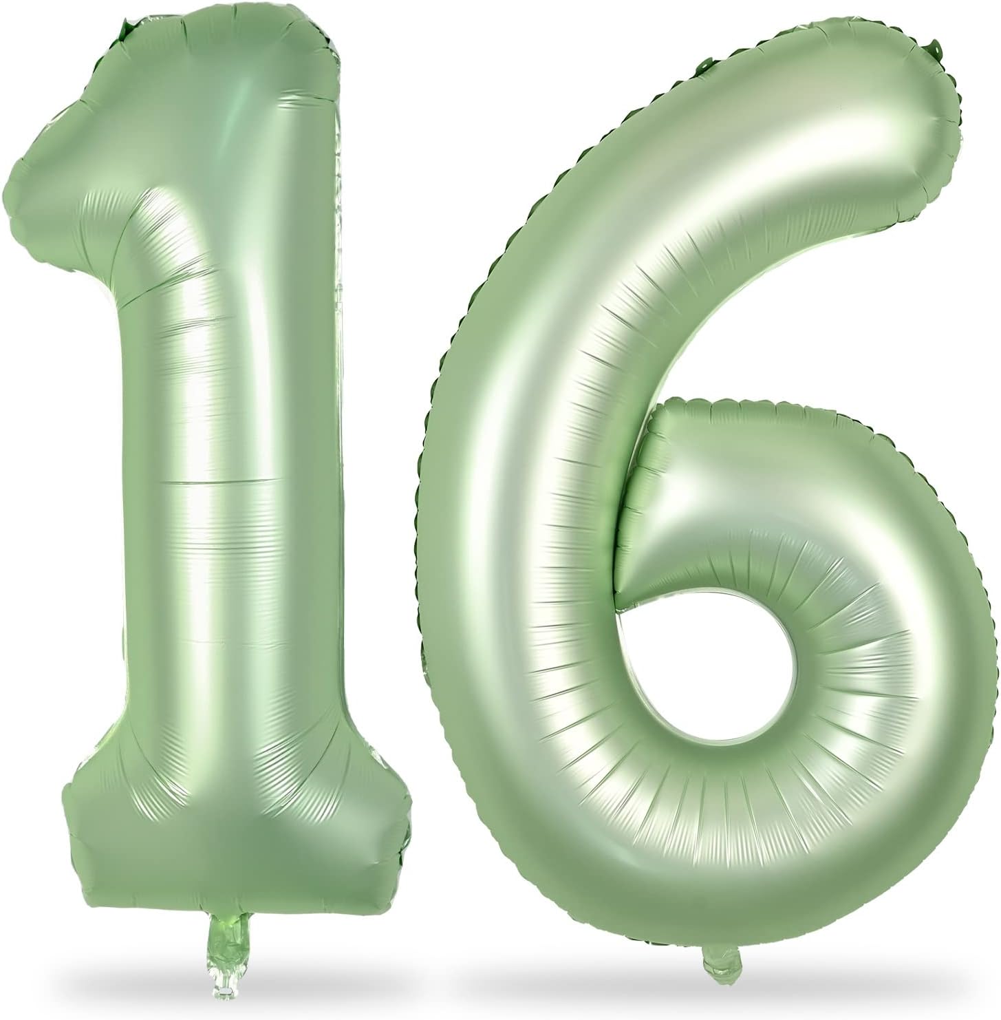Globos de cumpleaños de 16 años para niñas, globos de 40 pulgadas de papel de aluminio verde salvia con números 16 para niñas y niños, globos de