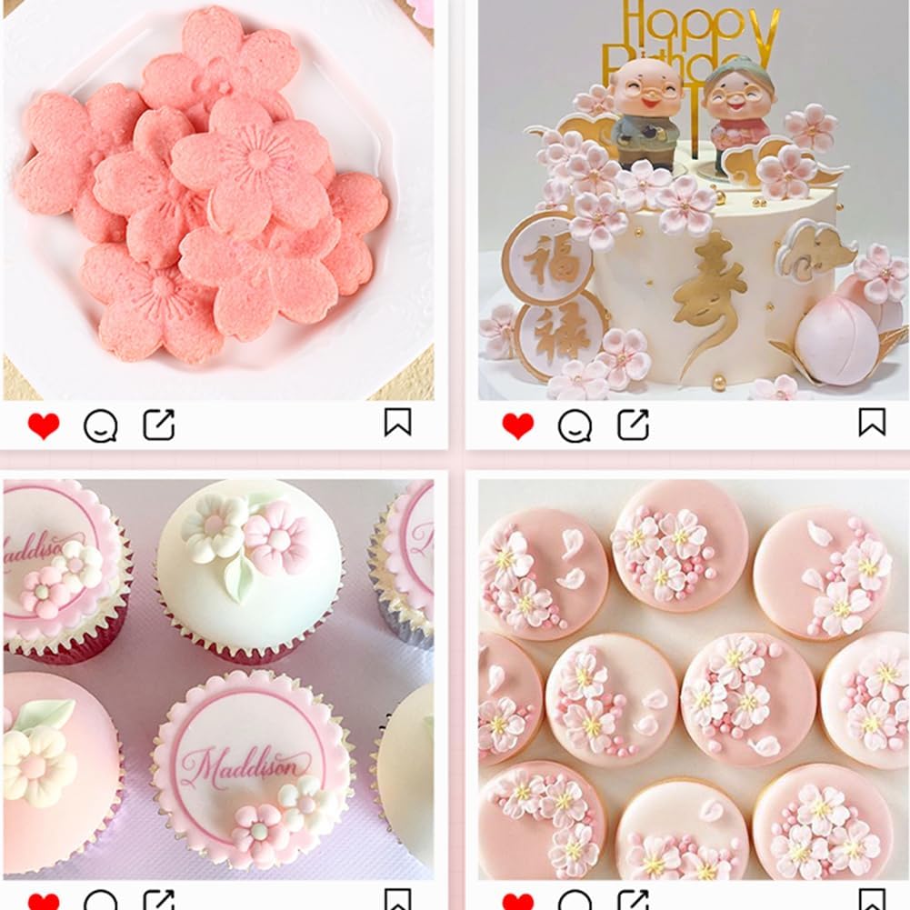 KALAIEN Molde de silicona para fondant de flor de cerezo, 2 piezas para decoración de tartas, decoración de cupcakes, manualidades de azúcar