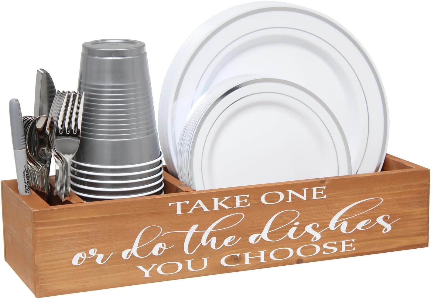 Elegant Designs HG2034-NWD – Organizador decorativo de madera para encimera de cocina con Take One or do The Platos… Elige una ranura blanca para