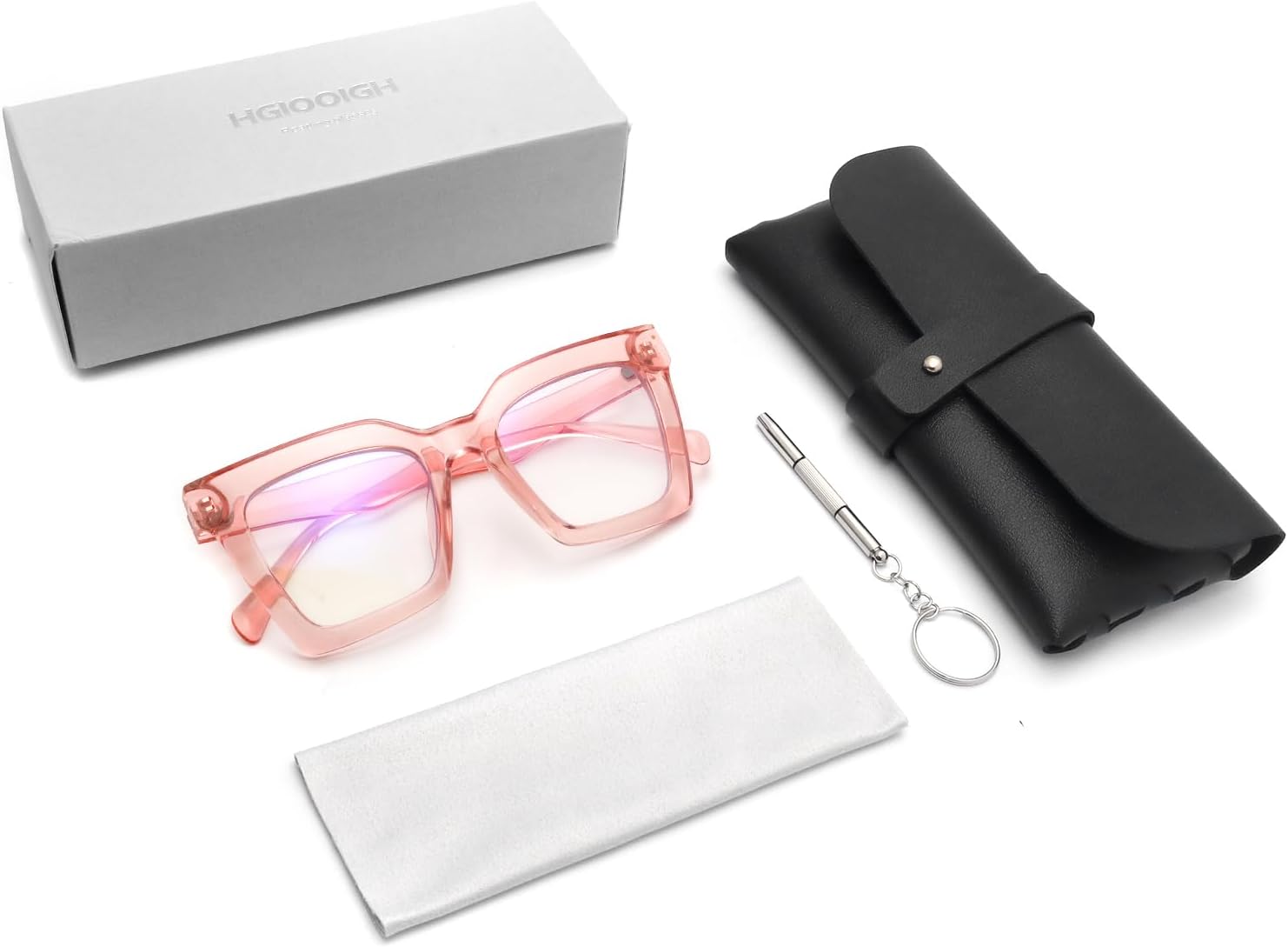 HGIOOIGH Elegantes anteojos de lectura cuadrados de gran tamaño para mujer, bloqueo de luz azul, a la moda, lindos lectores de computadora, estilo
