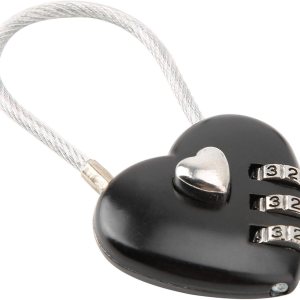 Cerradura de código en forma de corazón negro, tamaño mini compacto con combinación de código de 3 dígitos para equipaje, mochila, joyero, candados Cerradura de código en forma de corazón negro, tamaño mini compacto con combinación de código de 3 dígitos para equipaje, mochila, joyero, candados