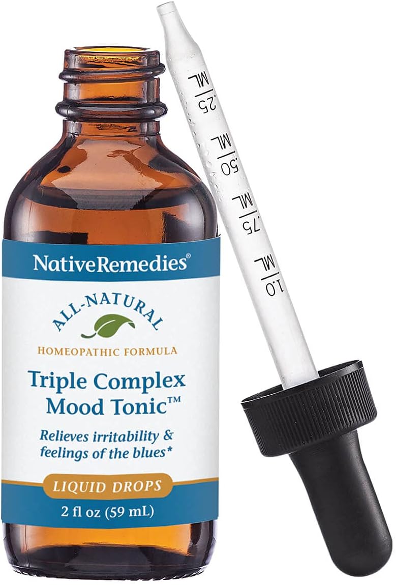 Native Remedies Tónico triple complejo para el estado de ánimo, fórmula homeopática natural que alivia los síntomas de mal humor y sobresensibilidad