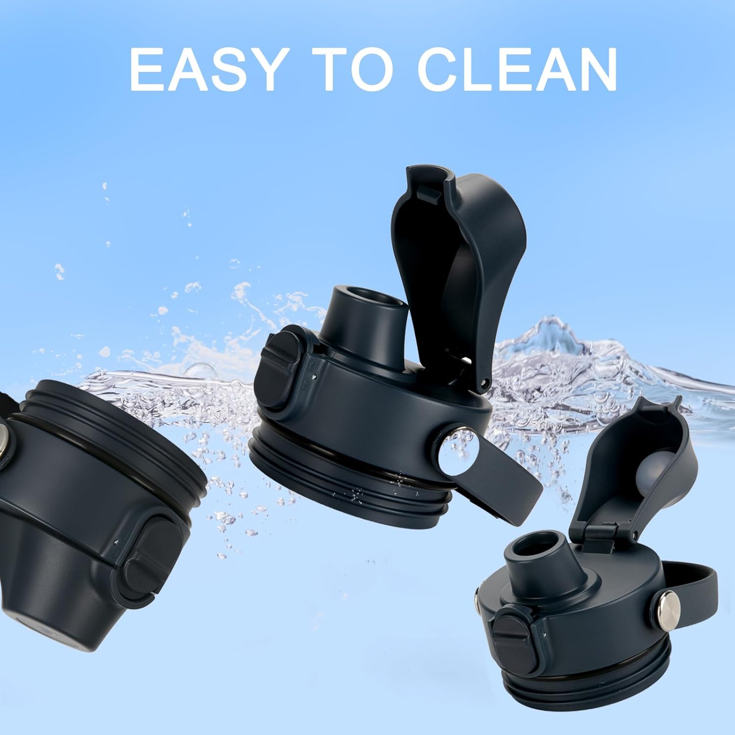Tapa de boquilla automática para botellas YETI Rambler, se adapta a botellas de 18263664 onzas, tapa de tapa de repuesto con tapa de botón y mango