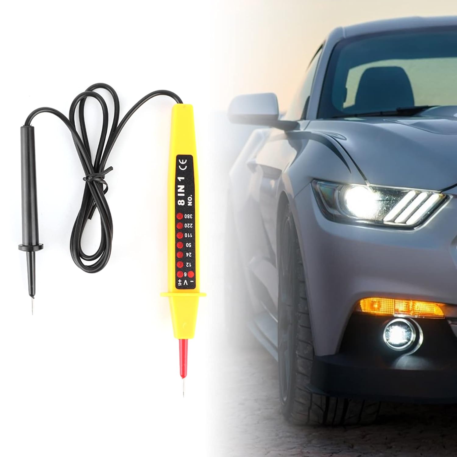 Probador de voltaje, 8 en 1 Probador de Voltaje Pluma AC DC 6-380V Multifuncional Coche Instrumento Eléctrico Probador Detector con Luz LED