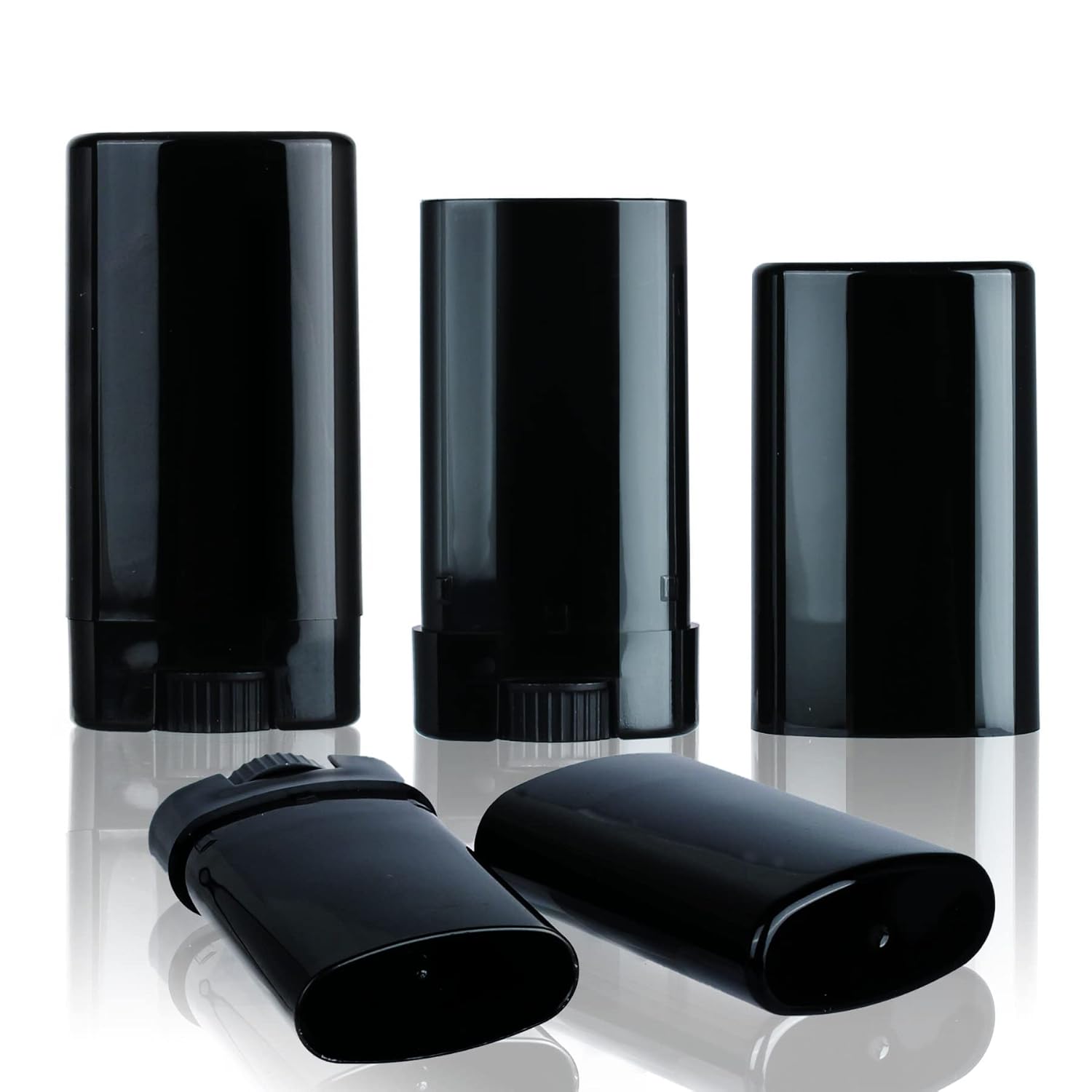 25 piezas de plástico vacío 0.53 oz negro forma ovalada bálsamo labial tubo desodorante contenedores 0.5oz lápiz labial tubo pequeño cera embalaje