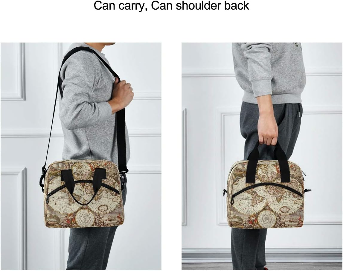 Bolsa de almuerzo con diseño de globo y mapa del mundo, organizador aislante, impermeable, para hombres y mujeres, bolso de mano, correa ajustable